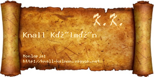 Knall Kálmán névjegykártya